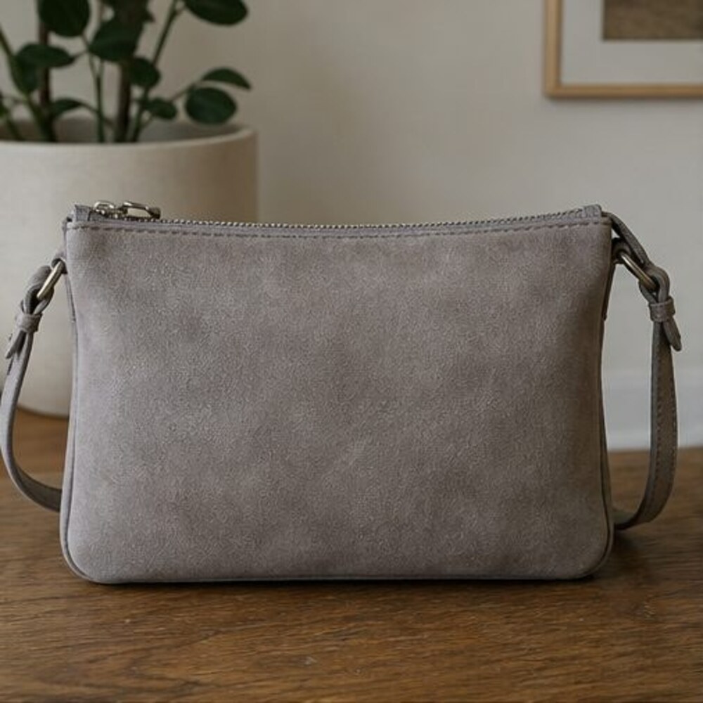 Stone Suede Crossbody Bag